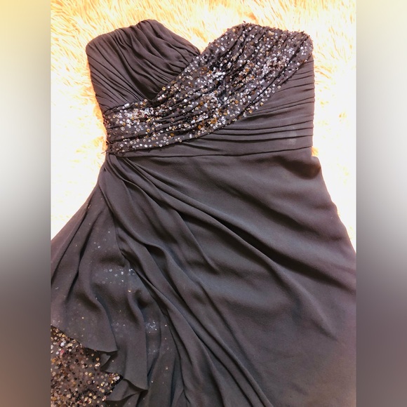 Badgley Mischka Corset Bodice Asymmetric Drape Strapless Mini Formal Dress. Sz 6 - Picture 3 of 10